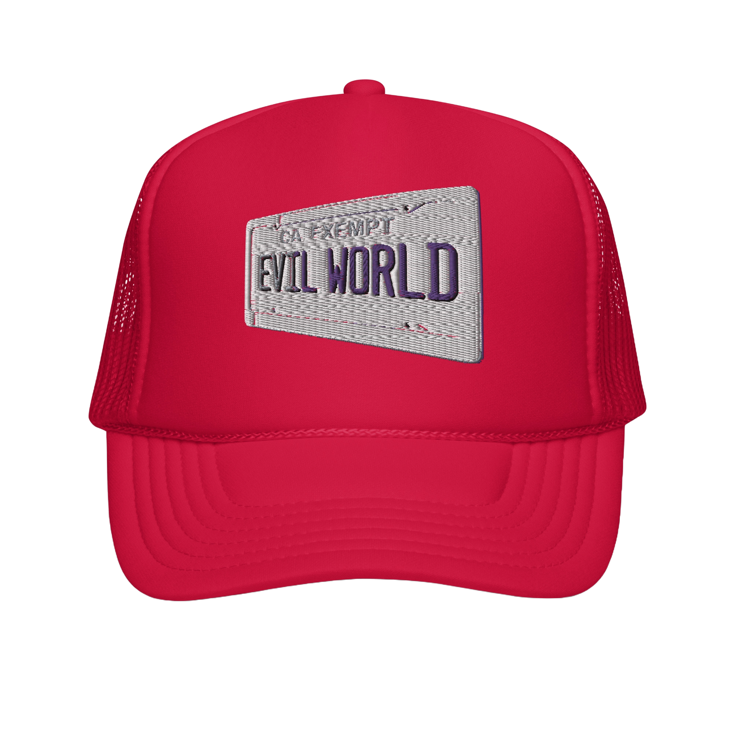 "GOVERNMENT PLATES" Embroidered Trucker Hat ("TRIPLE RED")