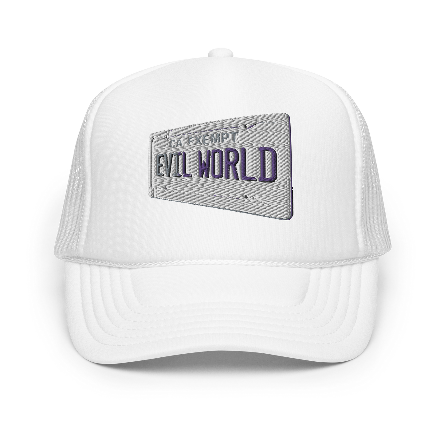 "GOVERNMENT PLATES" Embroidered Trucker Hat ("TRIPLE WHITE")