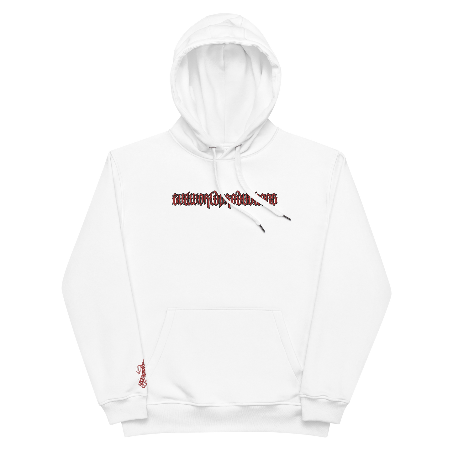 "GOTHIC" EMBROIDERED HOODIE (WHITE/RED)