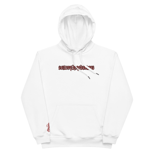 "GOTHIC" EMBROIDERED HOODIE (WHITE/RED)