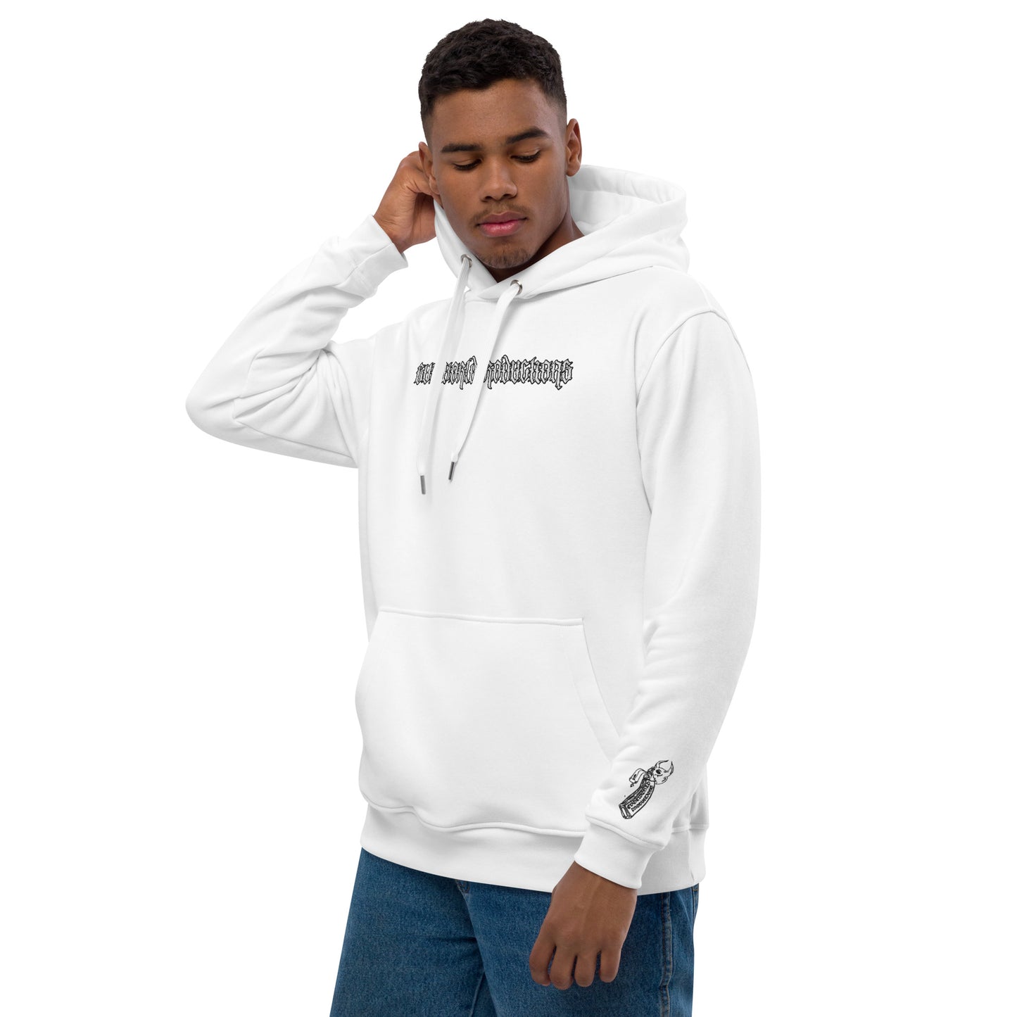 "GOTHIC" EMBROIDERED HOODIE (WHITE/BLACK)